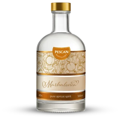Fľaša Marhuľovice 45 %, 0,2 a 0,5 l