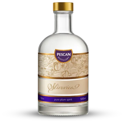 Fľaša Slivovice 52 %, 0,2 a 0,5 l